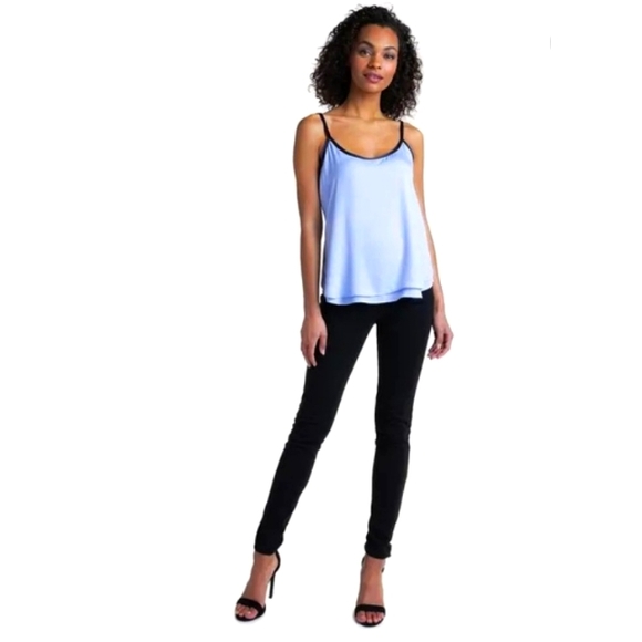 Slvls Kenneth Cole NY Textured Woven Chiffon Overlay Cami Blouse SkyBlue - Picture 3 of 15